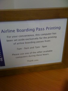 pc dedicated to printing boarding passes