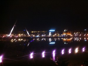The Peace Bridge during the Lumiere festival